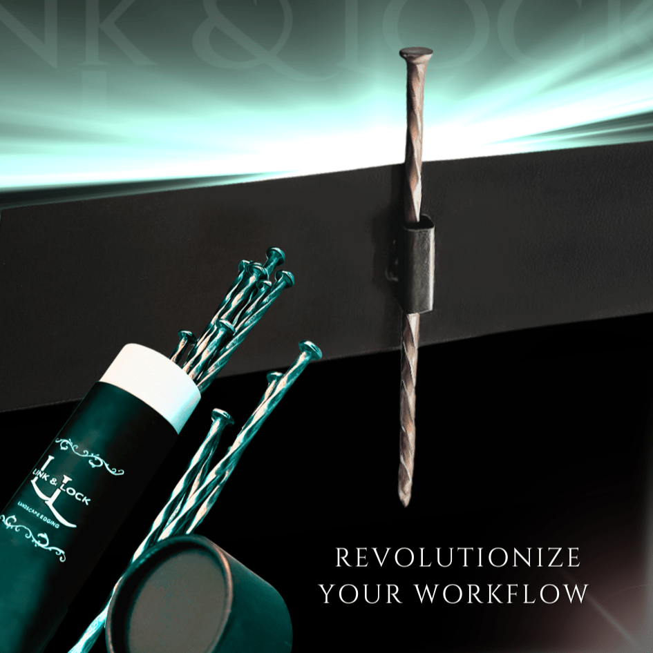 edging with stakes and extra stakes in a packaging tube
