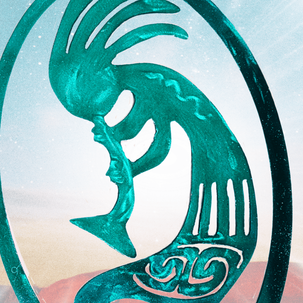 Kokopelli Wall Art - Teal
