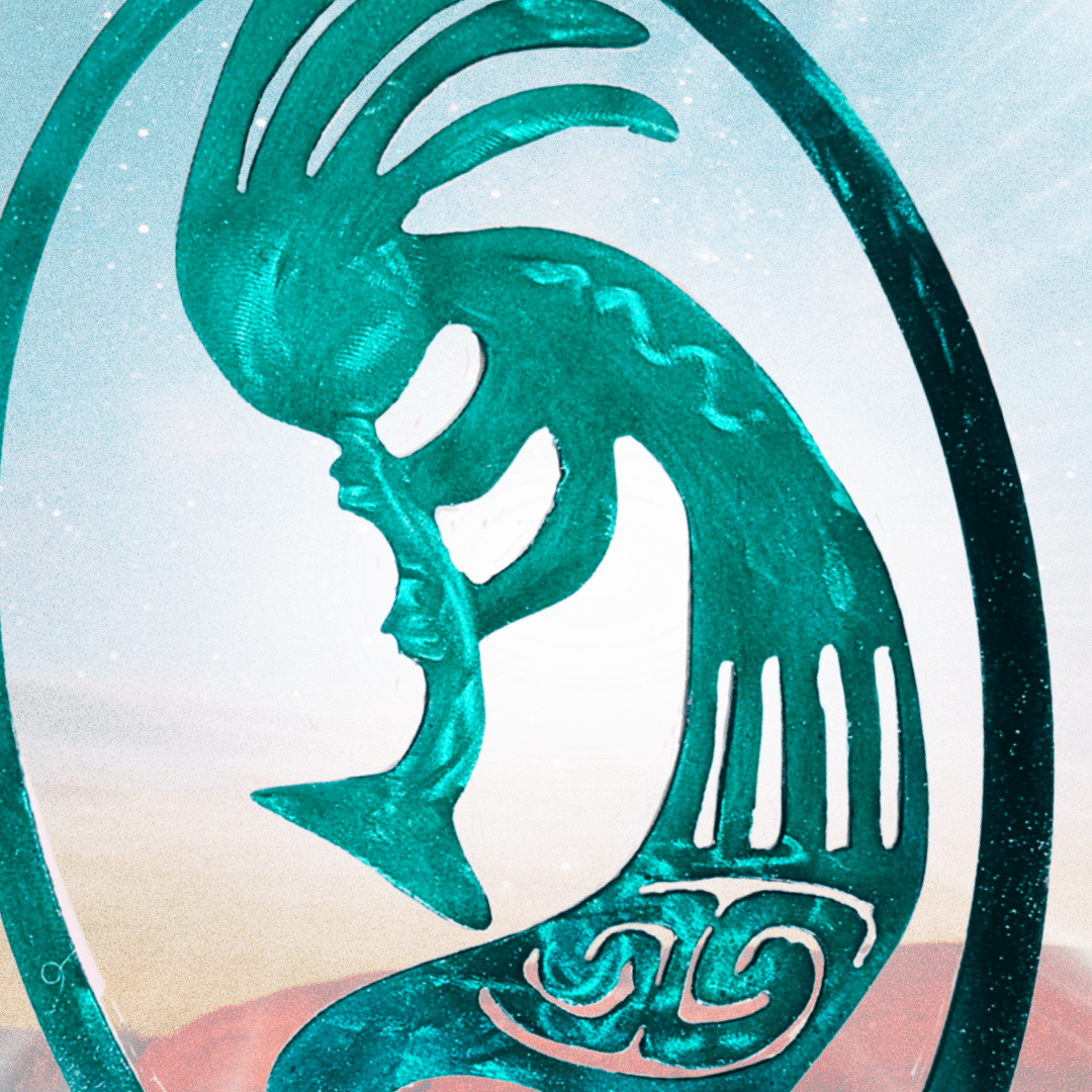 Kokopelli Wall Art - Teal